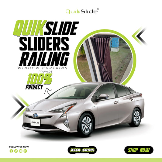 QuikSlide Railing Curtains for Toyota Prius Gen4 2015-2019 Custom Fit Sliding Window Sun Shades