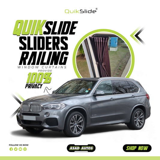 QuikSlide Sliders Railing Curtains BMW X5 Gen3 (2013–2018) – Premium Car Curtains for Privacy & UV Protection
