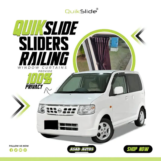 QuikSlide Sliders Railing Curtains For Mitsubishi EK Wagon OTTI Gen2 2006 - 2013