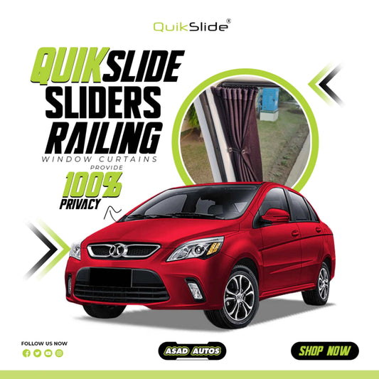 QuikSlide Sliders Railing Curtains for BAIC D20 2012-2020 Sedan