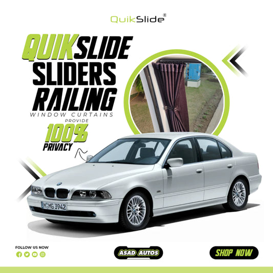 QuikSlide Sliders Railing Curtains for BMW 5 Series Gen4 (2000-2003) | Sunshade & Privacy