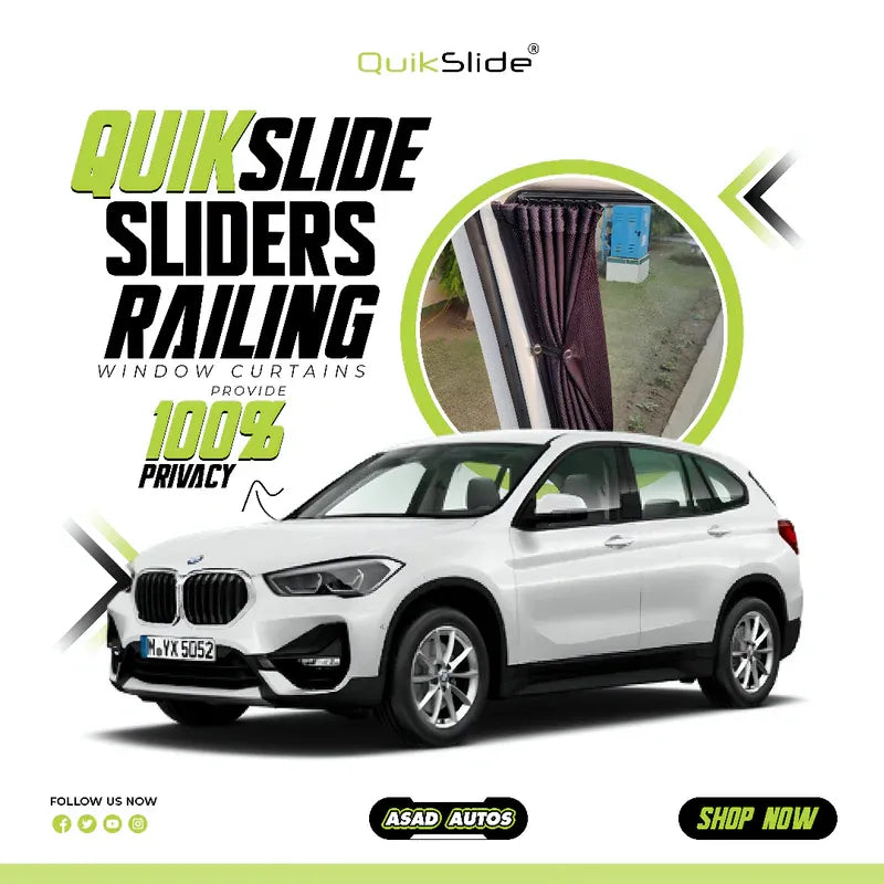 QuikSlide Sliders Railing Curtains for BMW X1 Gen2 (2016-2021)"