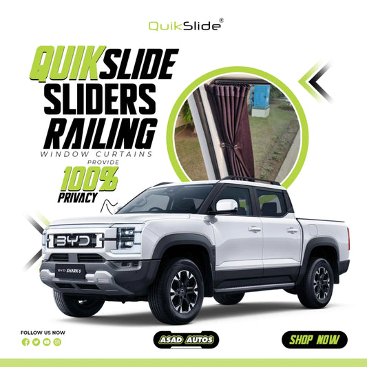 QuikSlide Sliders Railing Curtains for BYD Shark 6 (2024–2026)