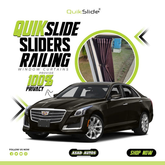 QuikSlide Sliders Railing Curtains for Cadillac CTS Gen3 2014–2019 Car Window Sun Shades