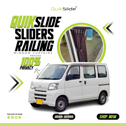 QuikSlide Sliders Railing Curtains for Daihatsu Hijet Gen10 (2004-2021) – Premium Privacy & Sun Protection"