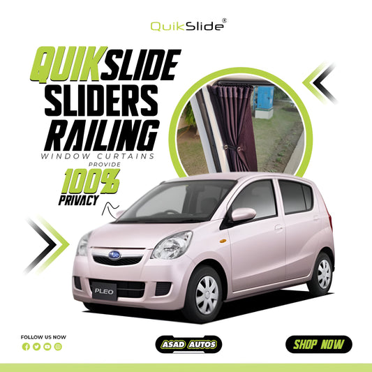 QuikSlide Sliders Railing Curtains for Daihatsu Mira 2006 - 2018 7th Gen – Ultimate Sun Protection & Privacy