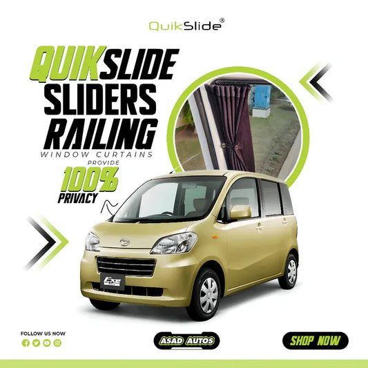 QuikSlide Sliders Railing Curtains for Daihatsu Tanto Exe Gen1 (2009-2014)"