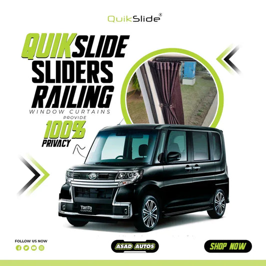 QuikSlide Sliders Railing Curtains for Daihatsu Tanto Gen3 (2013-2019)"
