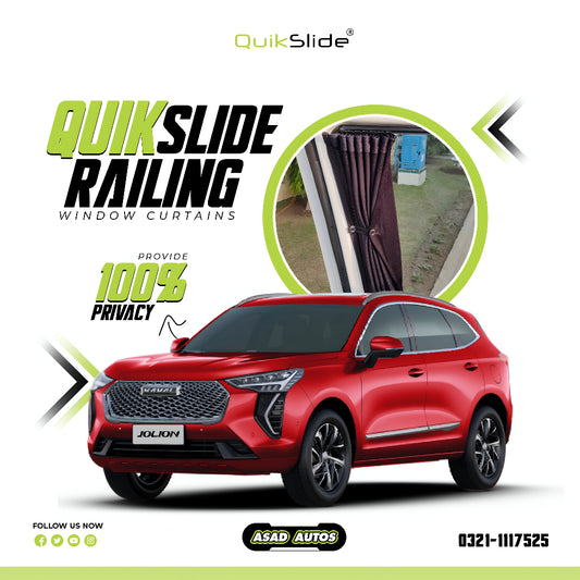 QuikSlide Sliders Railing Curtains for Haval Jolion 2021-2023 – Premium sun protection and privacy shades, custom-fit for your vehicle. Blocks harmful UV rays, reduces heat, and enhances interior comfort.