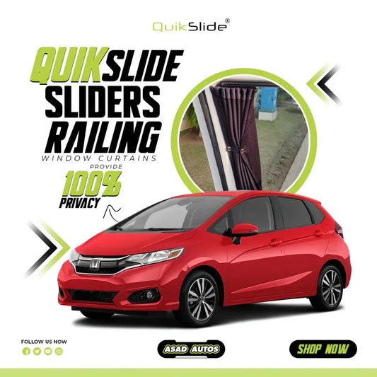 QuikSlide Sliders Railing Curtains for Honda Fit (2013-2022) – Premium Custom Fit Privacy Shades with Sun Protection and UV Block