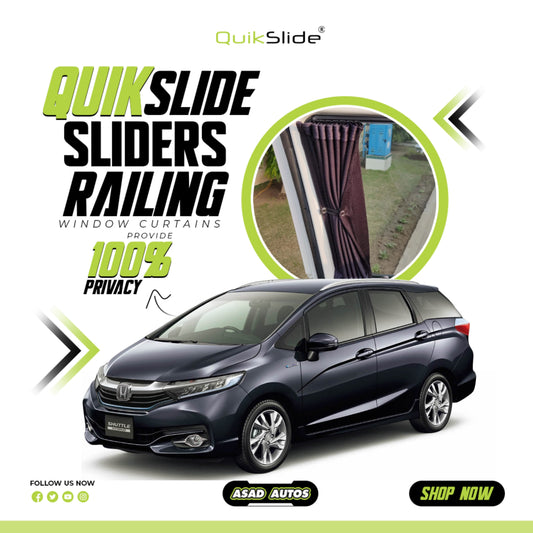 QuikSlide Sliders Railing Curtains for Honda Fit Shuttle Gen2 (2015-2022) | Sunshade & Privacy