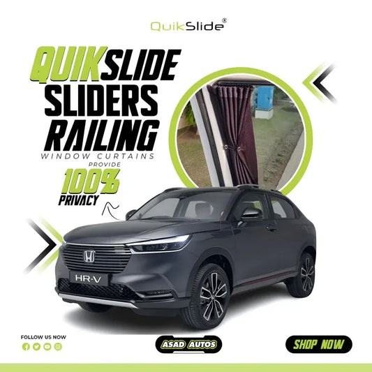 QuikSlide Sliders Railing Curtains for Honda Vezel 3rd Gen (2022-2023) – Custom Fit Premium Privacy Shades with Sun Protection and UV Protection