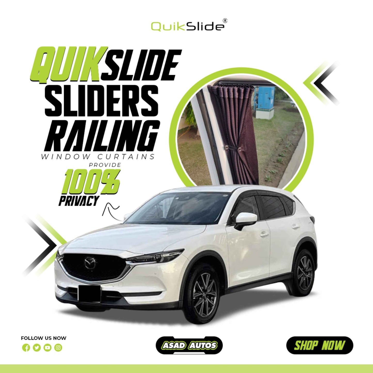 QuikSlide Sliders Railing Curtains for Mazda CX-5 2016-2025