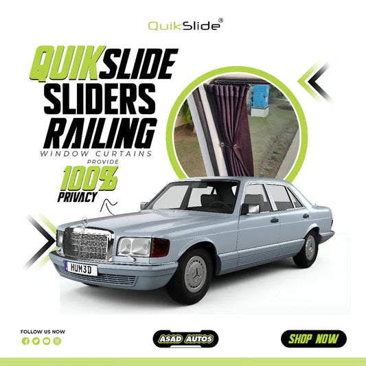 QuikSlide Sliders Railing Curtains for Mercedes S-Class W126 Gen2 (1987-1991) – Timeless Elegance with Custom Fit Privacy Shades and Sun Protection"