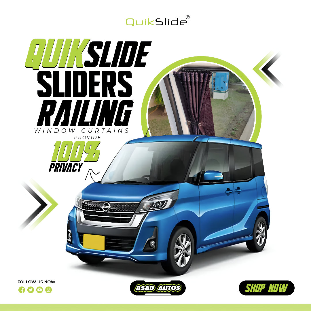 QuikSlide Sliders Railing Curtains for Mitsubishi Ek Space Gen1 (2014-2020) – Premium Privacy Shades for Enhanced Comfort and UV Protection"