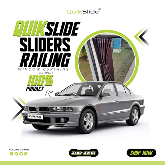 QuikSlide Sliders Railing Curtains for Mitsubishi Galant Gen8 Sedan 1996-2006