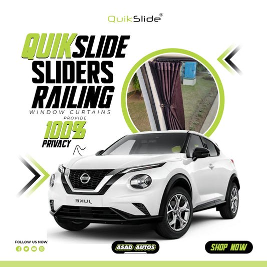 QuikSlide Sliders Railing Curtains for Nissan Juke 1st Gen (2010-2018) – Premium Privacy and Sun Protection"