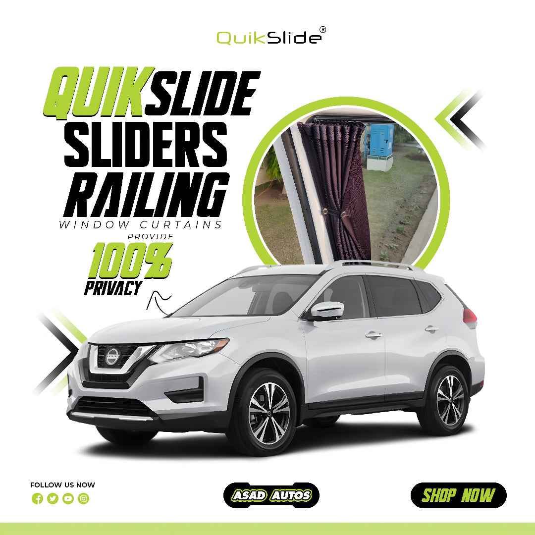 QuikSlide Sliders Railing Curtains for Nissan Rogue Gen2 aka X-Trail 2014-2020