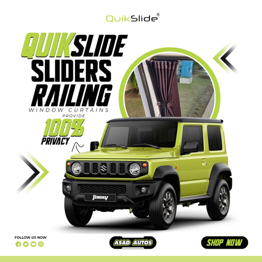QuikSlide Sliders Railing Curtains for Suzuki Jimny – Heat-Resistant & Easy to Install"