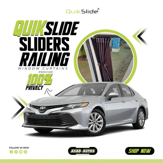QuikSlide Sliders Railing Curtains for Toyota Camry (2017-2023) – Custom Fit Premium Privacy Shades with Sun Protection and UV Protection"