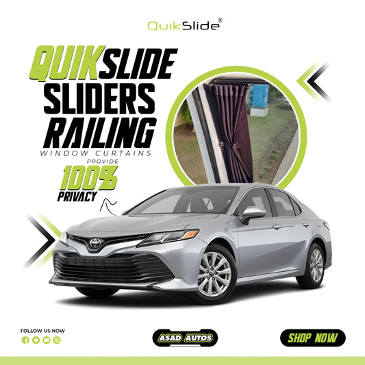 QuikSlide Sliders Railing Curtains for Toyota Camry (2017-2023) – Custom Fit Premium Privacy Shades with Sun Protection and UV Protection"