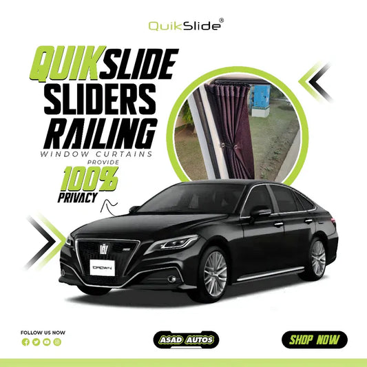 QuikSlide Sliders Railing Curtains for Toyota Crown (2018-2022) – Premium Custom Fit Privacy Shades with Sun Protection and UV Block"