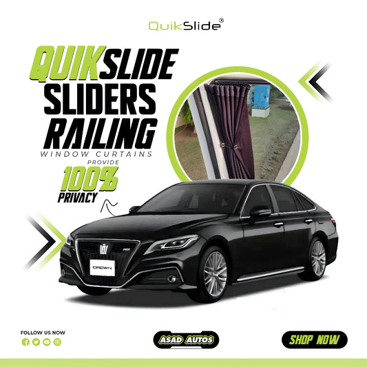 QuikSlide Sliders Railing Curtains for Toyota Crown (2018-2022) – Premium Custom Fit Privacy Shades with Sun Protection and UV Block"
