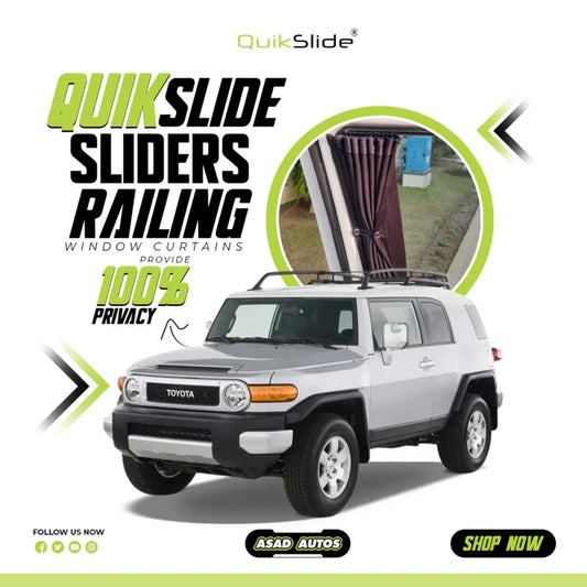 QuikSlide Sliders Railing Curtains for Toyota FJ Cruiser Gen1 (2007-2014) | Sunshade & Privacy