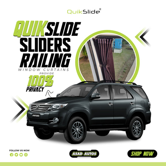 QuikSlide Sliders Railing Curtains for Toyota Fortuner (2004-2015) – Premium Privacy Shades with Superior Sun Protection and UV Block"