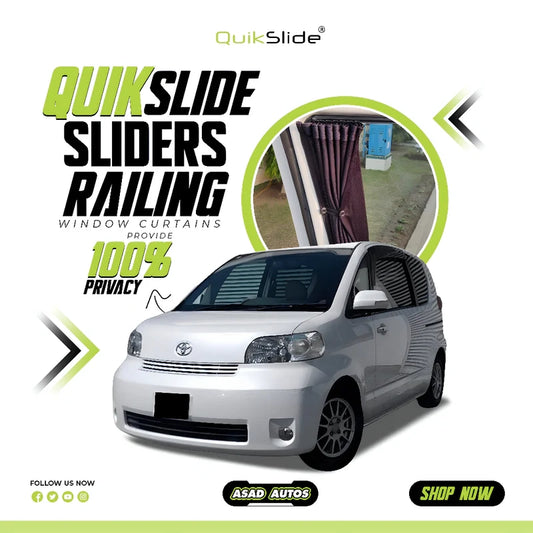 QuikSlide Sliders Railing Curtains for Toyota Porte Gen1 (2004-2012) | Sunshade & Privacy