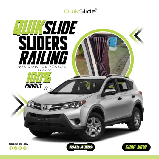 QuikSlide Sliders Railing Curtains for Toyota RAV4 Gen4 (2012-2019) | Sunshade & Privacy