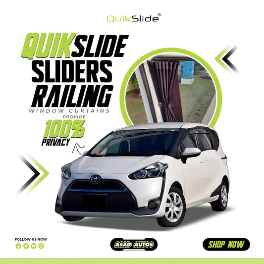QuikSlide Sliders Railing Curtains for Toyota Sienta Gen2 (2015-2023) | Sunshade & Privacy