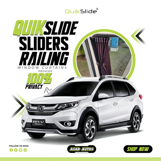 QuikSlide Sliders Railing Curtains installed in Honda BR-V 2017-2023 (1st Gen)"