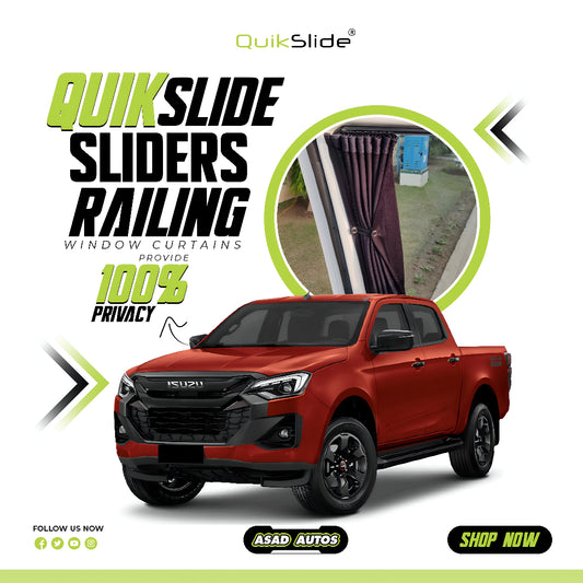 QuikSlide Sliders Railing Curtains installed in Isuzu D-Max 2018-2023 (2nd Gen)"
