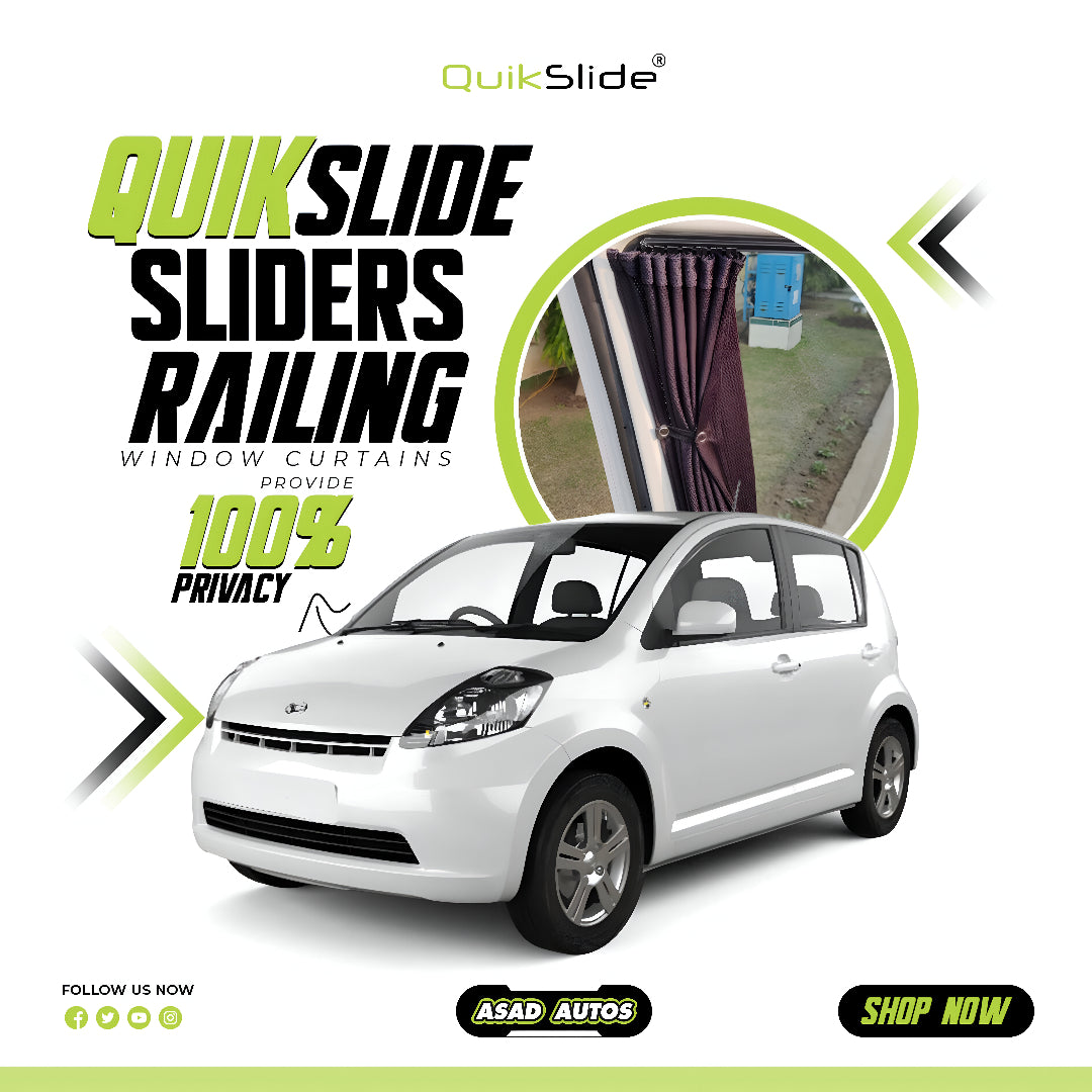 QuikSlide Sliders Railing Curtains installed in Toyota Passo Gen1 (2004-2010)"