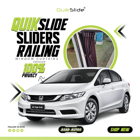 QuikSlide Sliders Raling Curtains installed in Honda Civic Rebirth (2012-2015)"