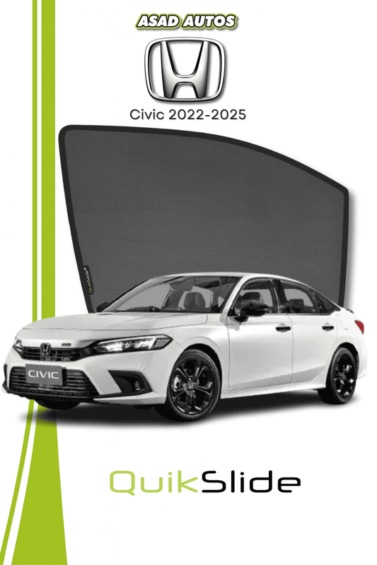 QuikSlide car pardy fitted on Honda Civic 2023 rear side window for UV protection