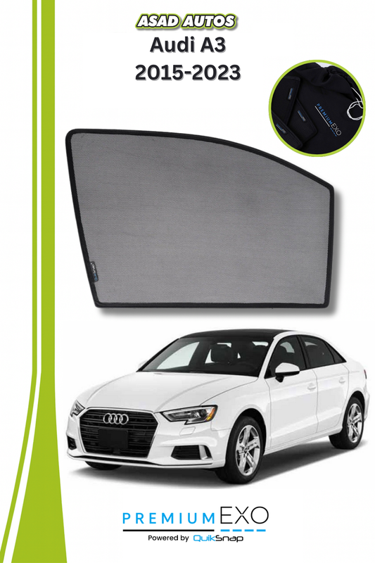 Quik Snap Window Sun Shades (Car Pardy) For Audi A3 2015-2023 VIP Sedan