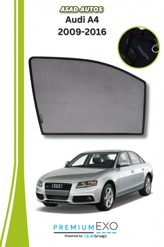 Quik Snap Window Sun Shades (Car Pardy) For Audi A4 2009-2016 VIP Sedan