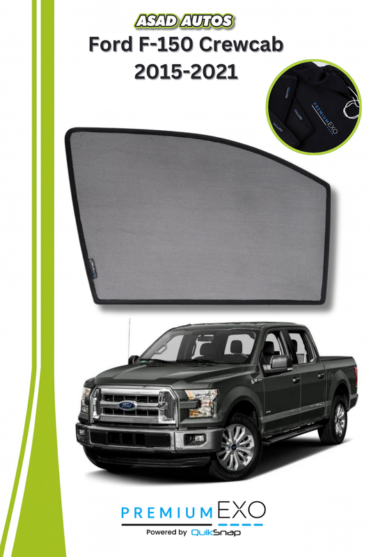 Quik Snap Window Sun Shades (Car Pardy) For Ford F-150 Crewcab 2015-2021 SUV