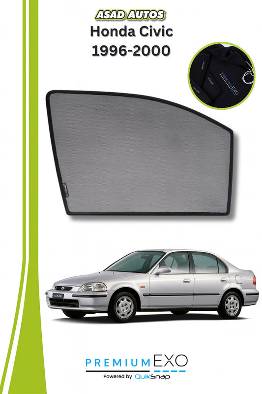 Quik Snap Window Sun Shades (Car Pardy) For Honda Civic 1996-2000 Sedan