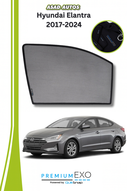 Quik Snap Window Sun Shades (Car Pardy) For Hyundai Elantra 2017-2023 Sedan