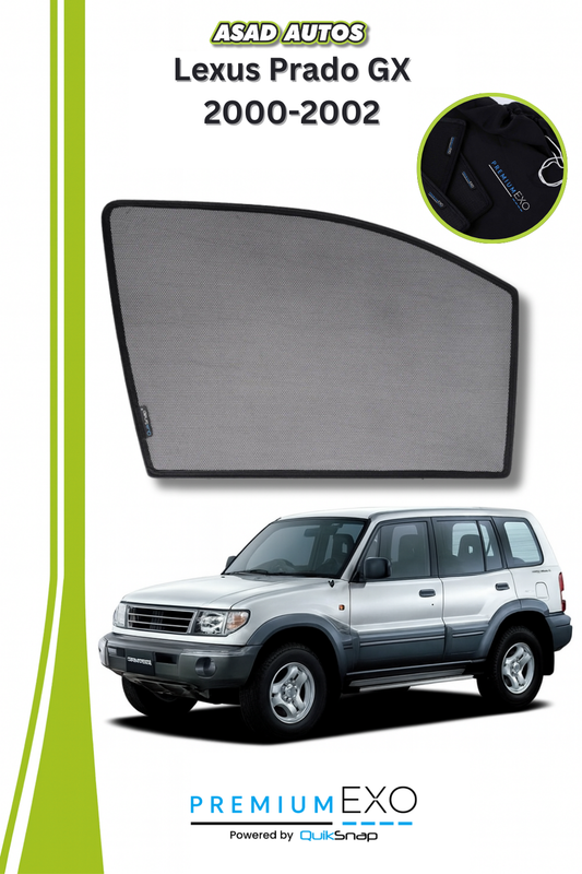 Quik Snap Window Sun Shades (Car Pardy) For Lexus Prado GX 2000-2002 SUV