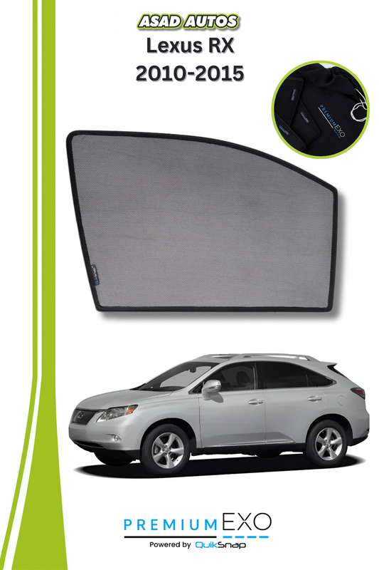 Quik Snap Window Sun Shades (Car Pardy) For Lexus RX 2010-2015 Crossover