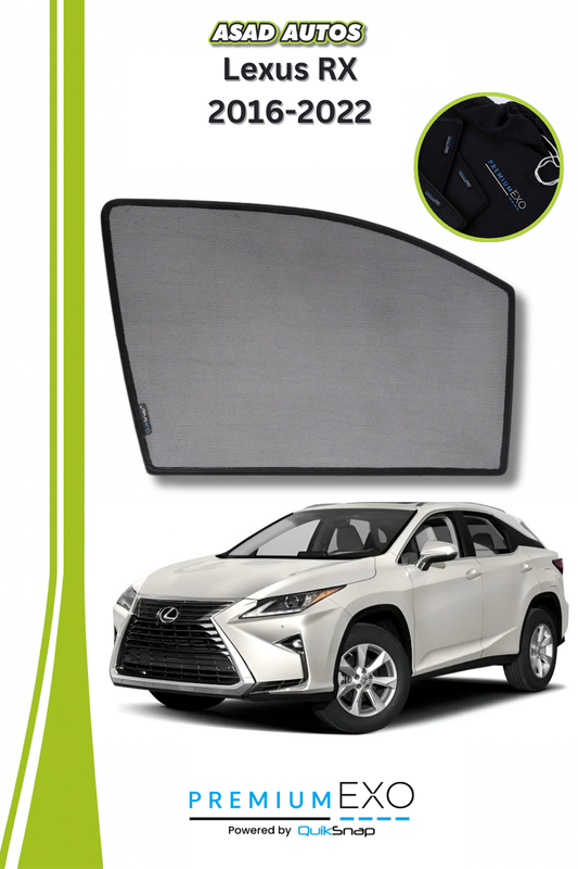Quik Snap Window Sun Shades (Car Pardy) For Lexus RX 2016-2022 Crossover