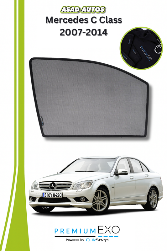 Quik Snap Window Sun Shades (Car Pardy) For Mercedes C Class 2007-2014 VIP Sedan