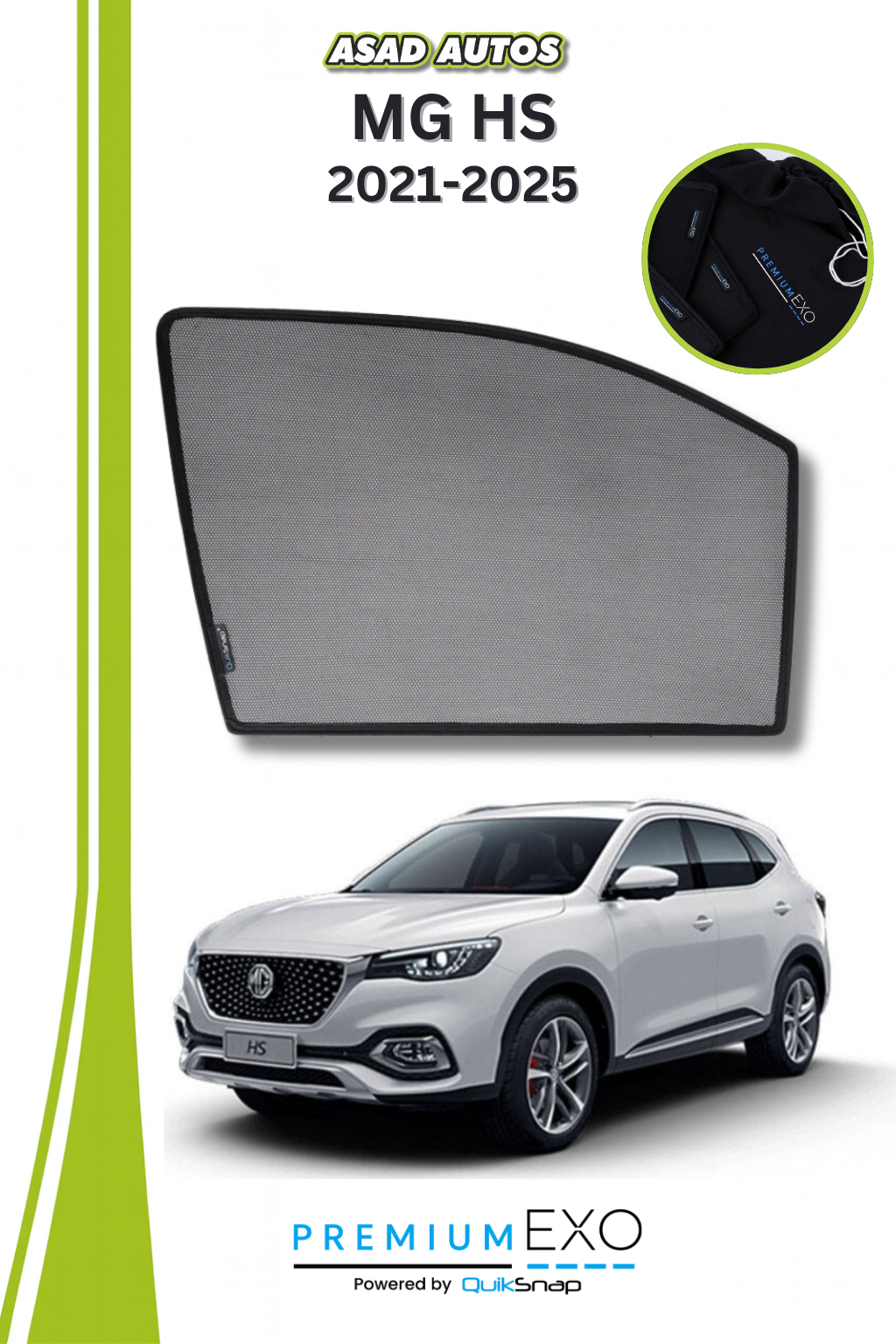 Quik Snap Window Sun Shades (Car Pardy) For Mg HS 2021-2023 Crossover