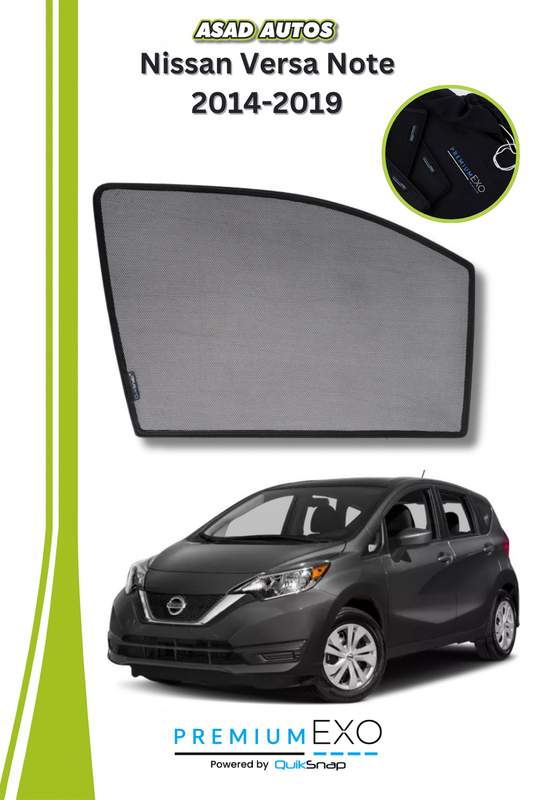 Quik Snap Window Sun Shades (Car Pardy) For Nissan Versa Note 2014-2019 Hatchback