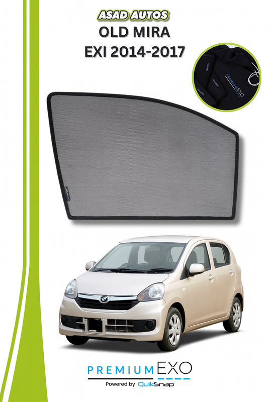 Quik Snap Window Sun Shades (Car Pardy) For OLD MIRA EXI 2014-2017 Crossover