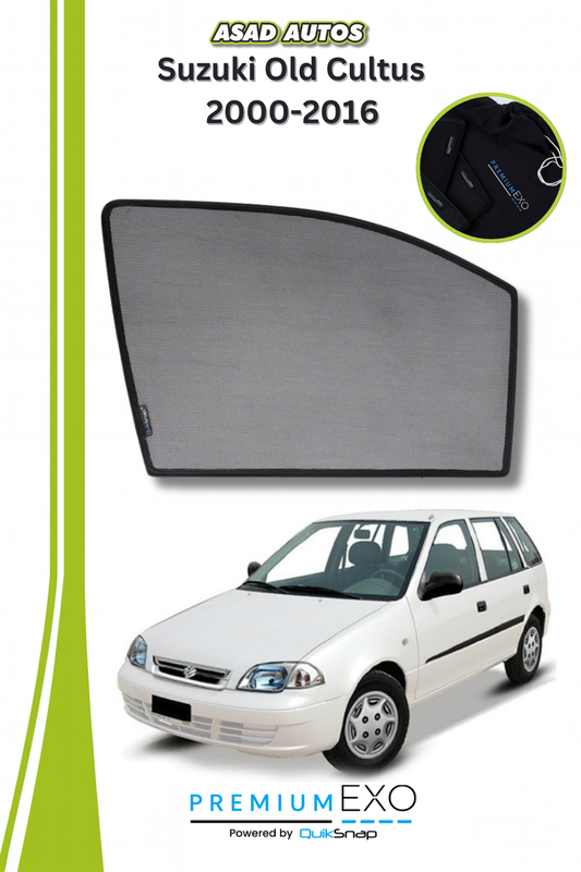 Quik Snap Window Sun Shades (Car Pardy) For Suzuki Old Cultus 2000-2016 Hatchback